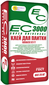 Клей для плитки ЕС 3000/25кг, (54шт) ЕС3000